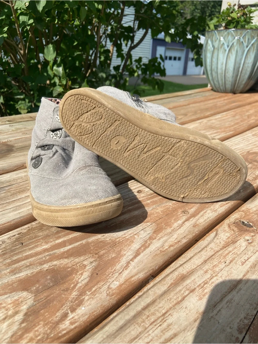 Blowfish Light Gray Canvas Button Ankle Boots for Kids